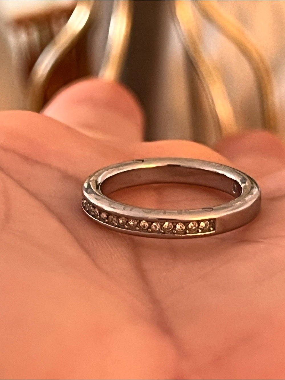 Michael Kors Silver Tone Ring With Diamonds Size 7